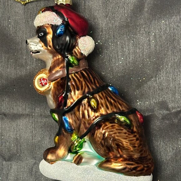 St. Bernard Festive Dog Ornament - Picture 3 of 5